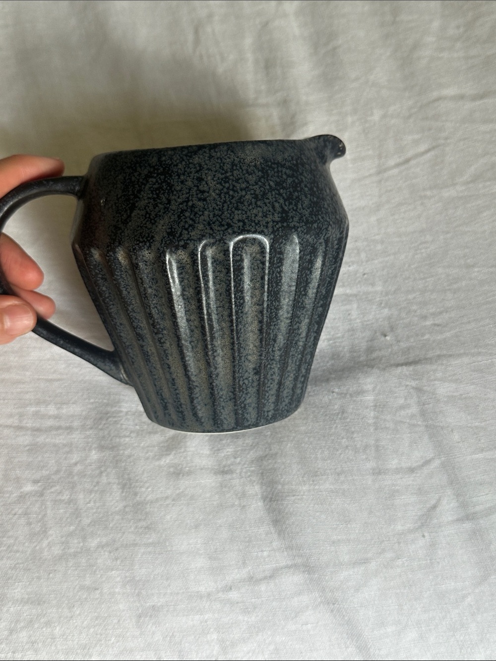 Black Ceramic Ribbed Creamer Pitcher - Picture 5 of 5